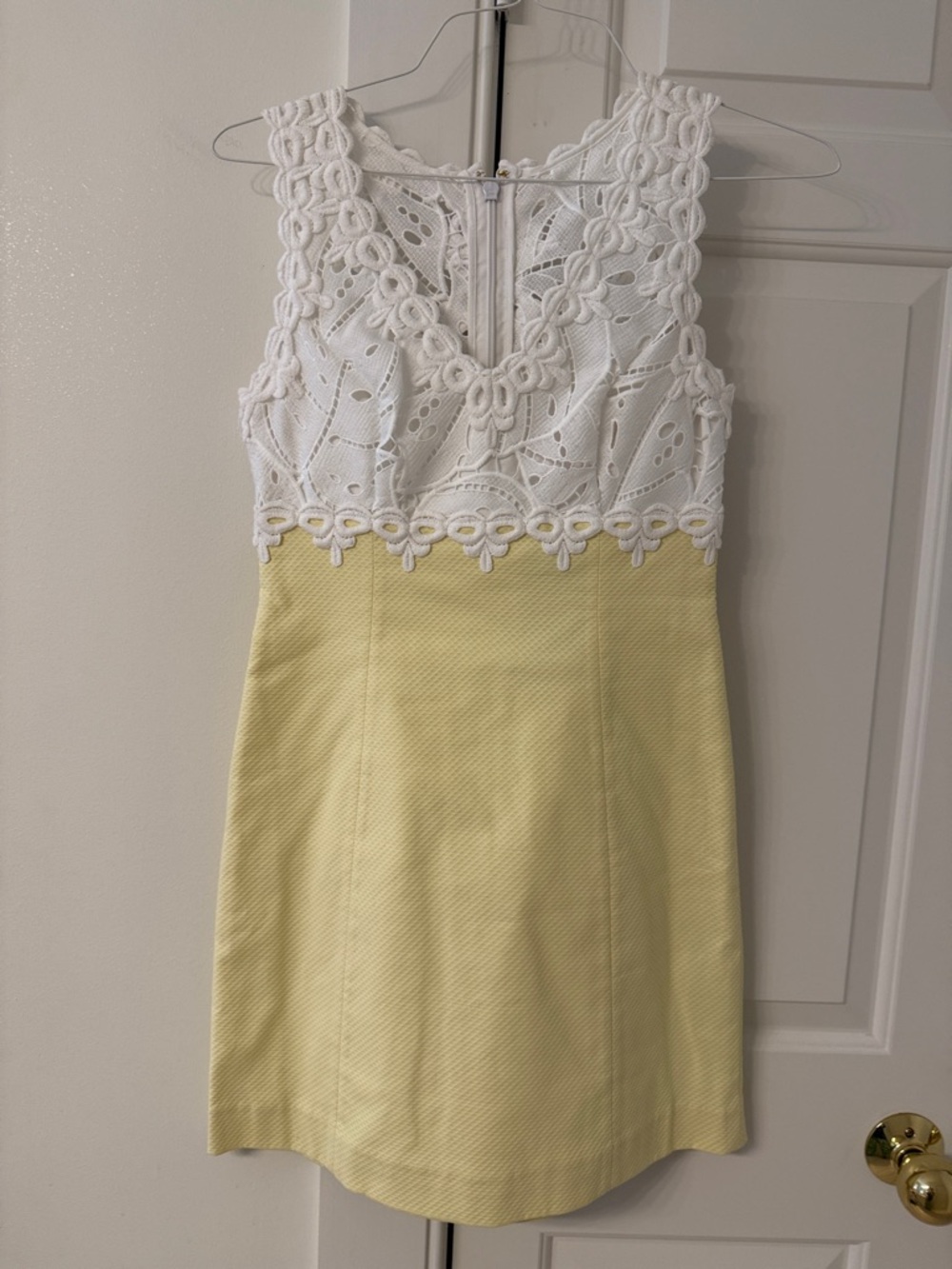 Lilly Pulitzer White Crochet Bodice Yellow Mini Dress